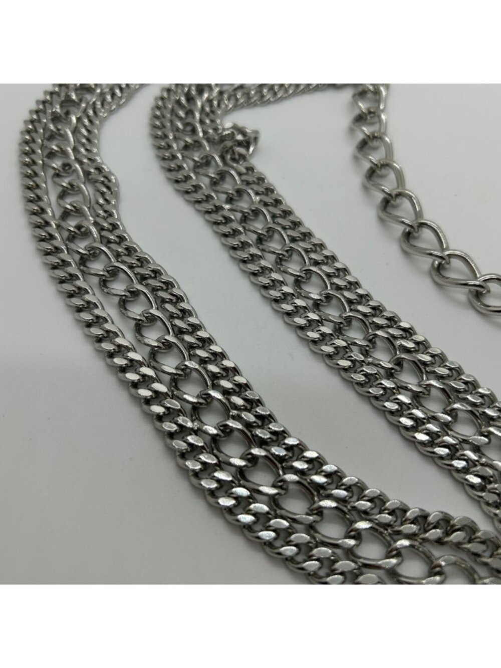 Chunky Statement Necklace or Belt Multi Strand Curb Chain Silver-tone Punk - Picture 7 of 12